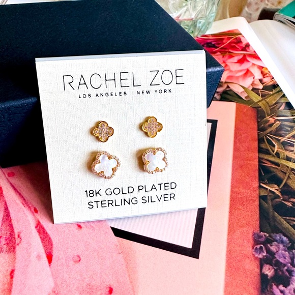 Rachel Zoe Set of Two✌️ Clover🍀 Earrings - Picture 1 of 8